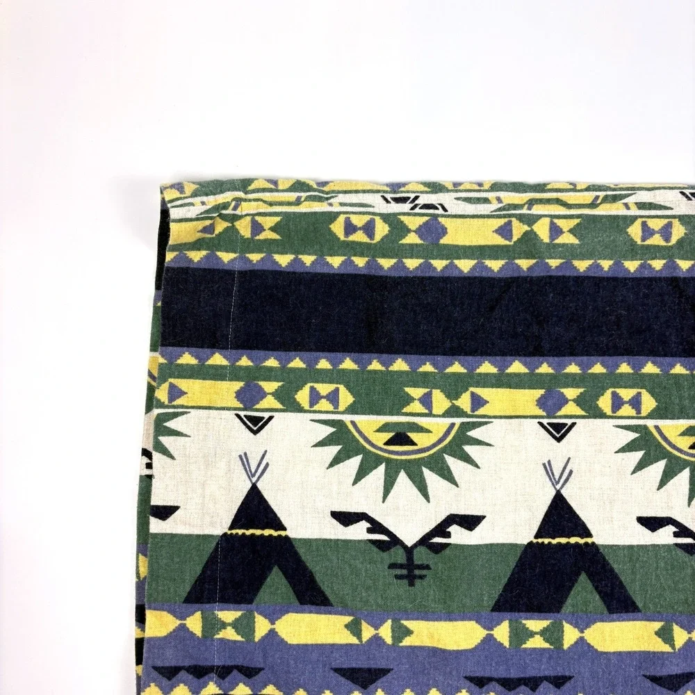 VTG 90s LL Bean Southwestern Teepee Flannel Standard Pillowcase Aztec Geometric